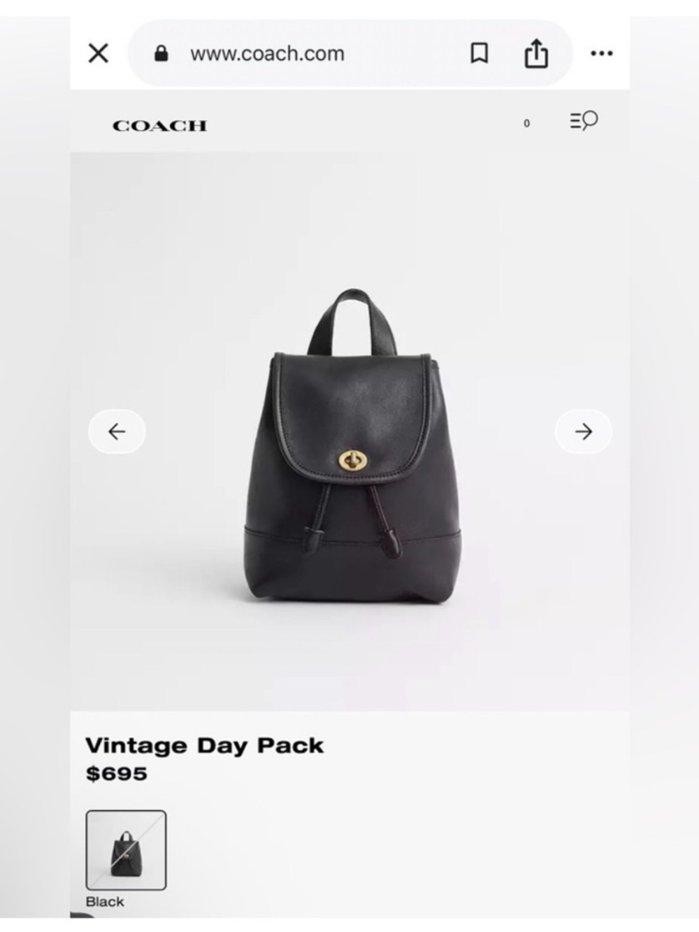 COACH 1997 Vintage Daypack Black Leather Mini Backpack with Gold Turnlock $695+ - Picture 15 of 16